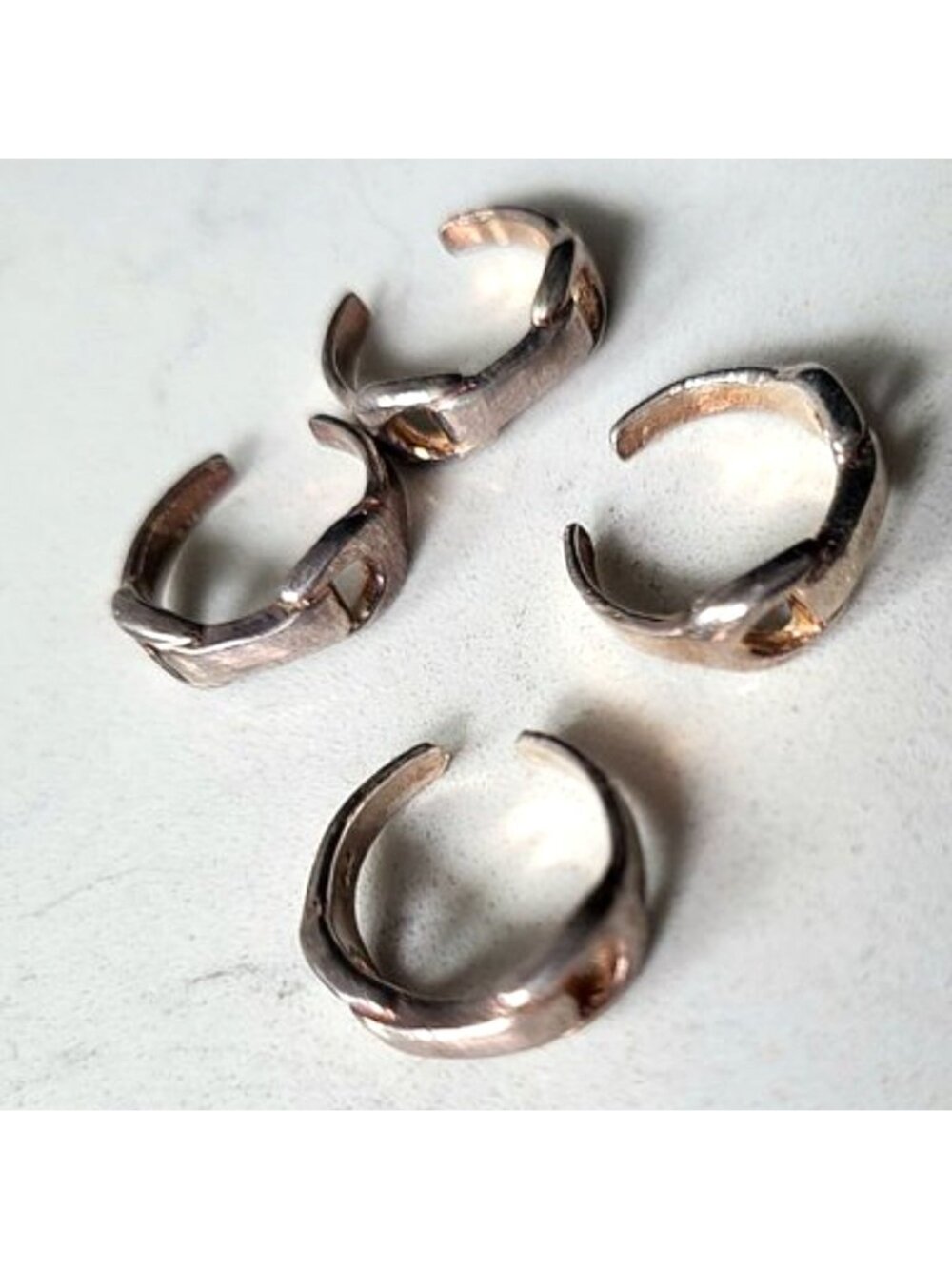 Vintage Sterling Silver Chunky Sculptural Ear Cuff / Toe Ring